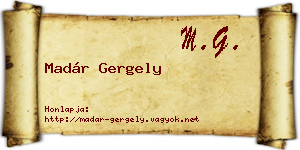Madár Gergely névjegykártya