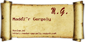 Madár Gergely névjegykártya